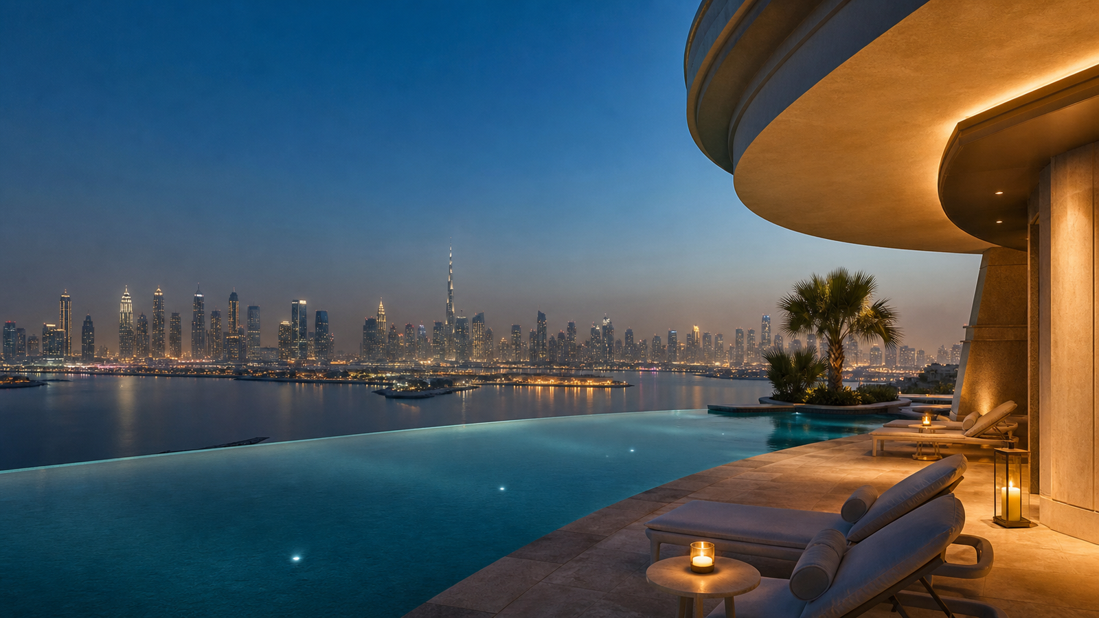 Luxury vacation overlooking the Dubai skyline